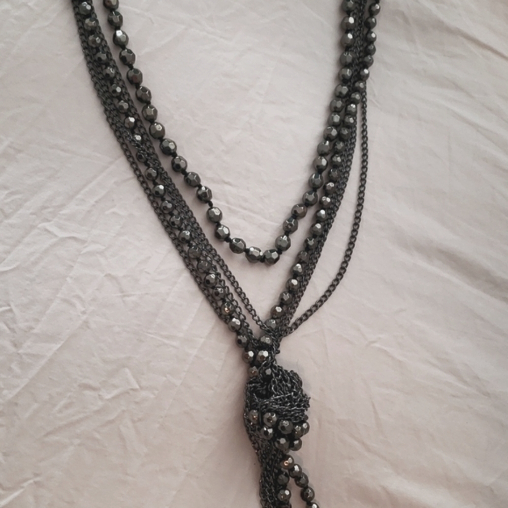 Silver long beautiful necklace